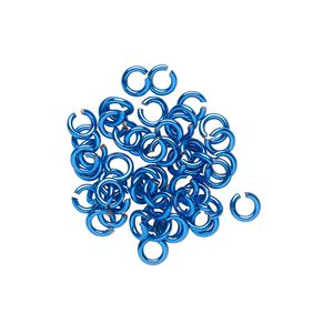 Jump ring, electro-coated brass, blue, 4mm round, 2.4mm inside diameter, 20 gauge. Sold per pkg of 50.