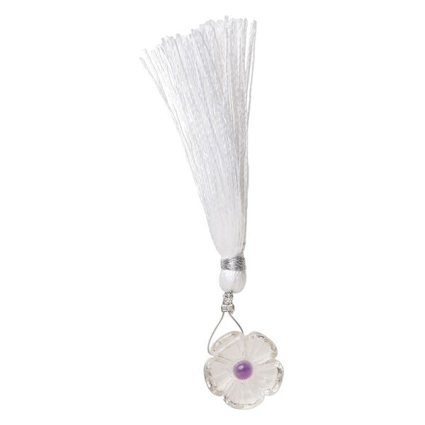 Quartz crystal / amethyst 1pkg1, top-drilled hand-cut 1sided carved flower bead natural, 16mm image number 2