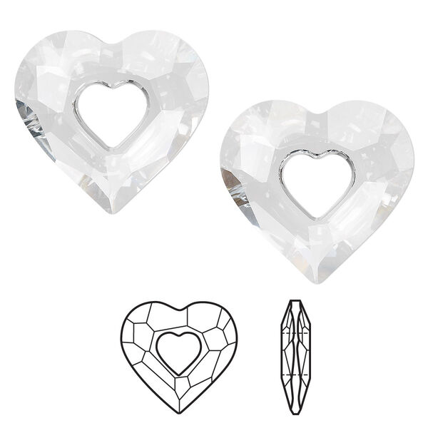 Focal 1pk crystal, Crystal Passions® 36x34mm pendant miss u heart 6262 image number 0