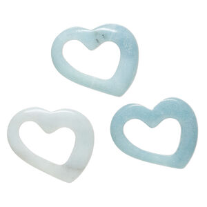 Amazonite 1pkg3, open floating heart component natural, 27x22mm-28x24mm