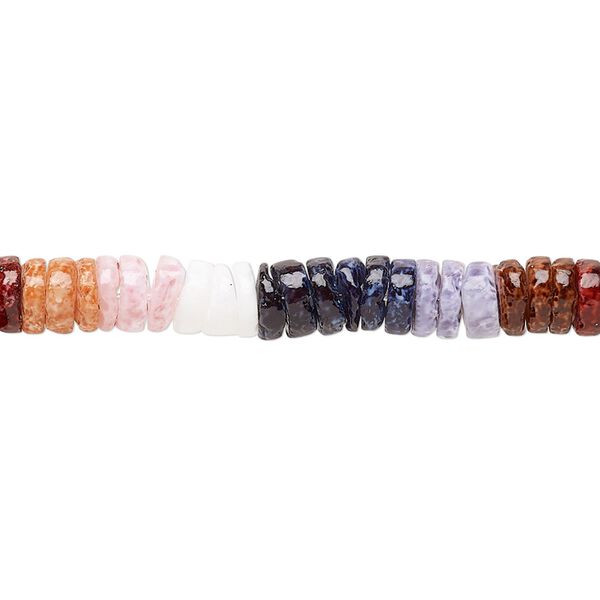 Bead, litub shell (dyed), pastel earth tone, 5x1mm-6x3mm hand-cut heishi, Mohs hardness 3-1/2. Sold per 24-inch strand. image number 0