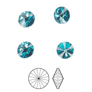 Chaton 8pk blue zircon foil back, Preciosa MAXIMA Czech crystal rhinestone 8.16-8.41mm rivoli SS39