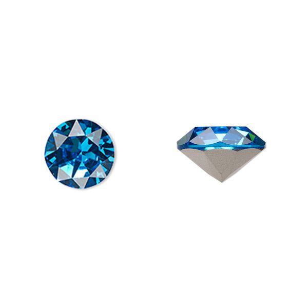 Chaton, crystal rhinestone, turquoise blue, foil back, 12.97-13.22mm faceted round, SS55. Sold per pkg of 2. image number 0