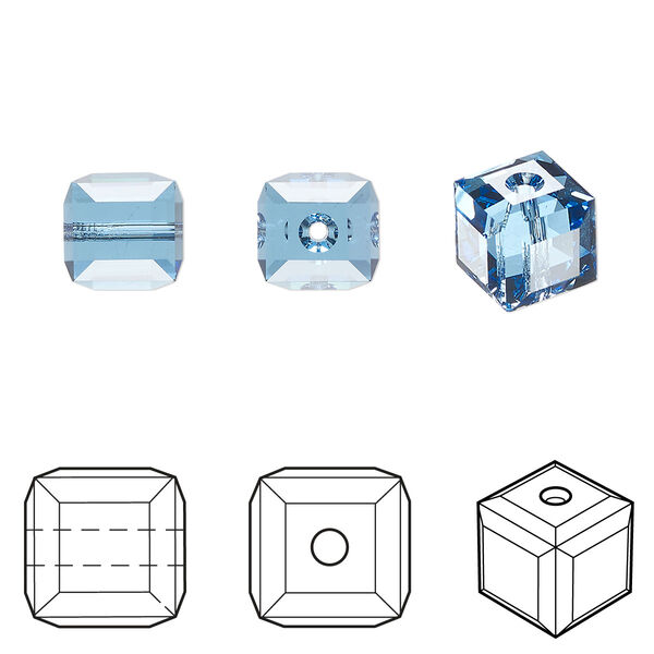 Bead 6pk cool blue, Crystal Passions® Regenerated 8mm cube 5601 image number 0