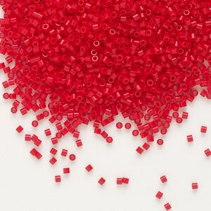 Seed bead, Delica®, glass, pkg/250g, #15 round, opaque red (DBS-0723).