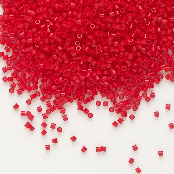 Seed bead, Delica®, glass, pkg/250g, #15 round, opaque red (DBS-0723). image number 0