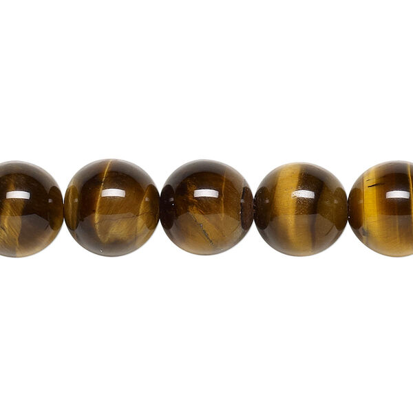 Bead, tigereye (natural), 10mm round, B grade, Mohs hardness 7. Sold per 15-1/2" to 16" strand. image number 0