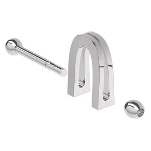 Bail, sterling silver, 10x6x3mm horseshoe with 1mm wide bar and 5.5mm grip length, 3.5mm inside diameter. Sold individually.