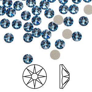 Flat back 1440pk ice blue foil back, Swarovski® ReCreated™ 4.6-4.8mm XIRIUS rose round SS20 2088