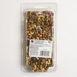 Bead mix 1pkg1, wood (natural / dyed), mixed colors, 10x6mm-40x29mm center-drilled and undrilled mixed shape, 5.6 ounces.
