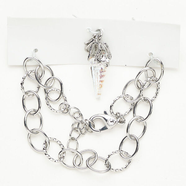 Chain finding assortment brass / crystal 1pkg2 8.5mm mixes sizes shapes antique silver finish / patina / clear AB image number 0