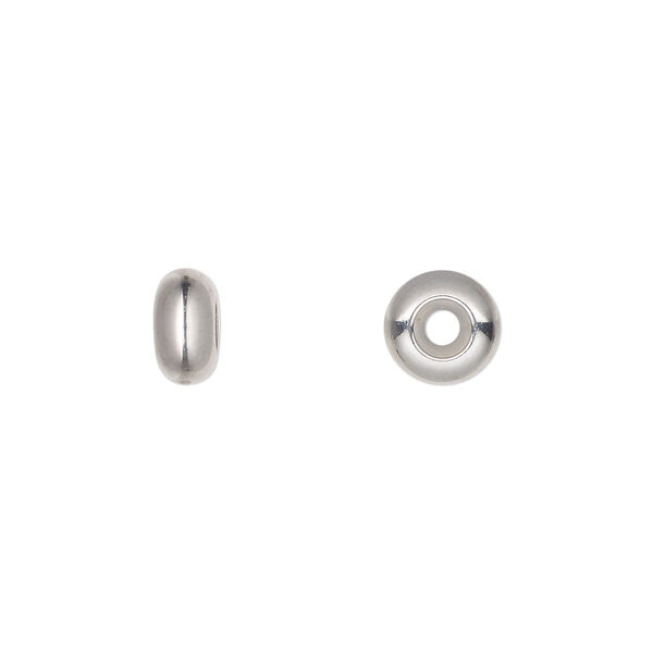 Bead keeper, stainless steel and silicone, clear, 8x4mm rondelle, fits 2.5mm chain or cord. Sold per pkg of 4. image number 0