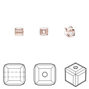 Bead 12pk rose peach, Crystal Passions® 4mm cube 5601