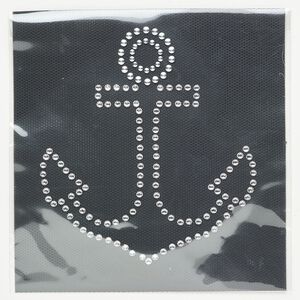 Transfer crystal / aluminum 1pkg1 4-1/2x4-inch iron-on anchor, clear / silver finish