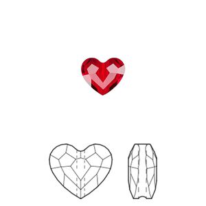 Bead 4pk light Siam, Crystal Passions® 8mm love 5741