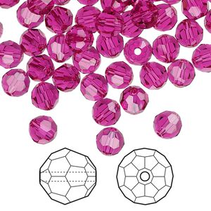 Bead 144pk fuchsia, Crystal Passions® 6mm round 5000
