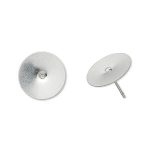 Earstud 1pkg100, 14mm flat pad, stainless steel 50 pair