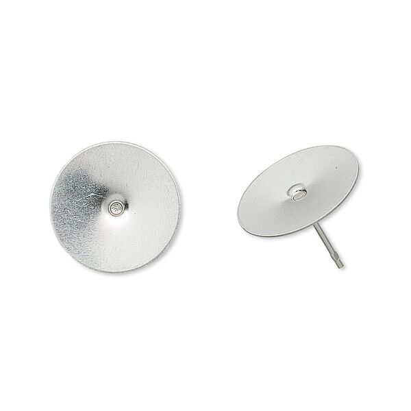 Earstud 1pkg100, 14mm flat pad, stainless steel 50 pair image number 0