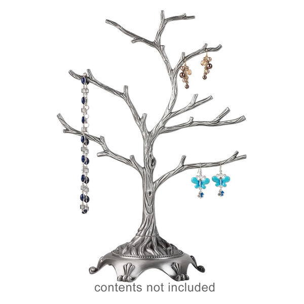 Display, antique silver-plated "pewter" (zinc-based alloy), 14 x 10-1/2 x 6-inch tree. Sold individually. image number 1