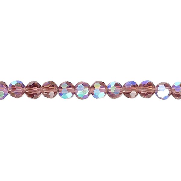 Bead 1pk 32 facets translucent amethyst purple AB, Celestial Crystal® 4mm round 15.5-16 inch image number 0