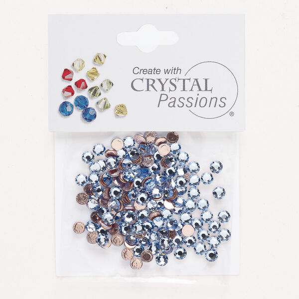 Flat back 1pkg144 light sapphire, Crystal Passions&reg; rhinestone 3.80-4.00mm hotfix round SS16 image number 0