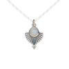 Rainbow moonstone / sterling silver 1pkg1, fan drop natural antiqued 14x11.5mm image number 0