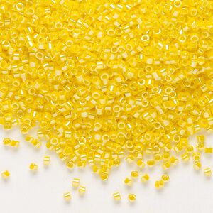 Seed bead, Delica®, glass, pkg/7.5g, #11 round, opaque luster canary (DB-1562).