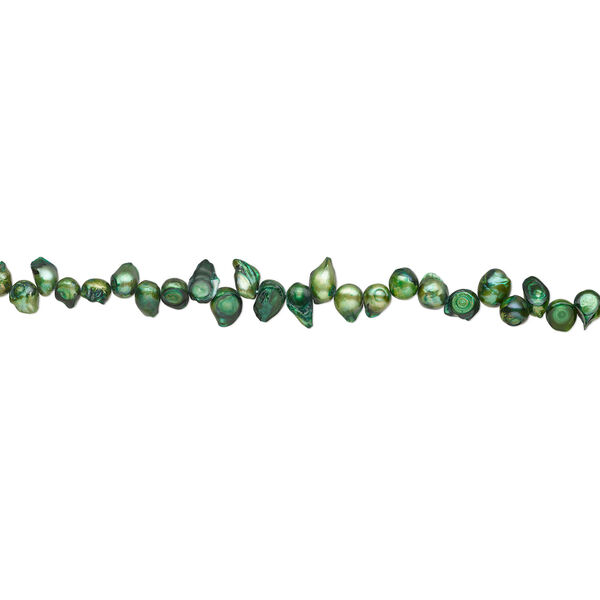 Freshwater pearl 1pkg1, baroque, 15 inch green and dark green 8x7mm-16x9mm cultured image number 1