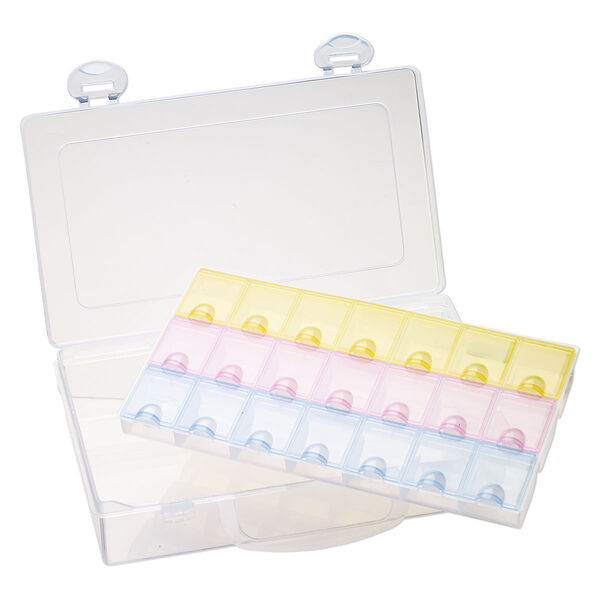 Organizer, acrylic, multicolored, 8-3/4 x 5 x 2-inch rectangle, 21 compartments. Sold individually. image number 1