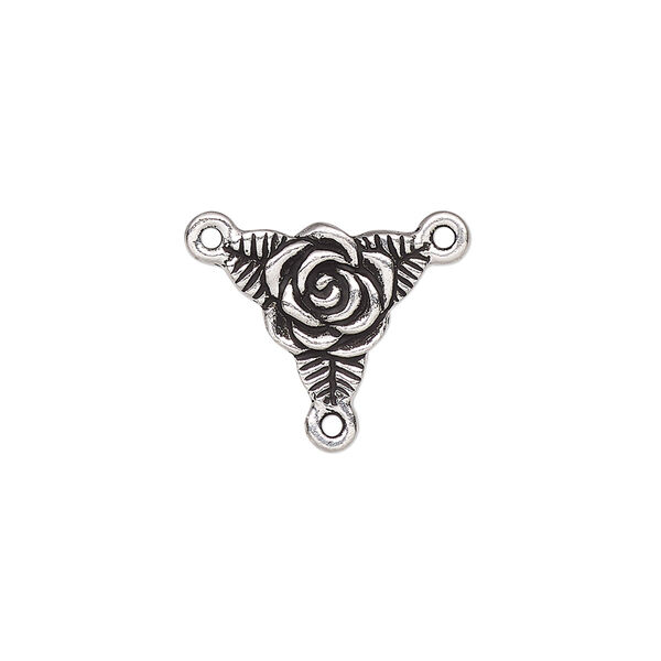 Connector, TierraCast®, antique silver-plated pewter, 14mm double-sided Y-connector with trinity rose triangle design. Sold per pkg of 20. image number 0