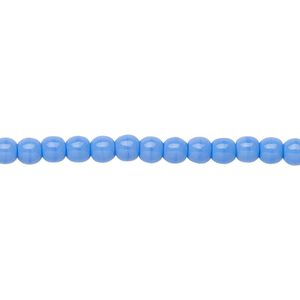 Bead, Czech glass druk, opaque light blue, 4mm round. Sold per 15-1/2" to 16" strand.