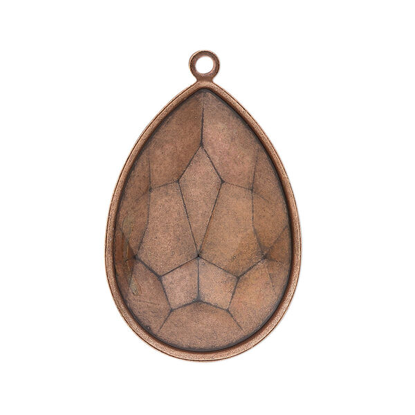 Focal, Almost Instant Jewelry®, antique copper-plated brass, 32x22.5mm pear with 30x20mm pear setting. Sold per pkg of 2. image number 0