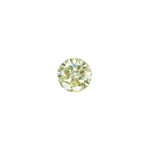 Drop, cubic zirconia, peridot green, 10mm hand-faceted round, Mohs hardness 8-1/2. Sold per pkg of 2. image number 0