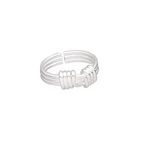 Toe Ring, Hill Tribes, silver-plated copper, 7mm wide with fancy wire design, adjustable. Sold individually. image number 0