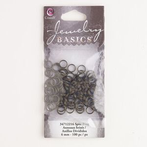 Split ring, steel, pkg/100, antique gold finish, 6mm round.