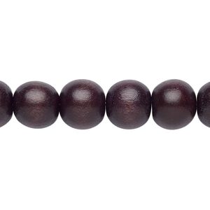 Bead 1pkg1, Taiwanese cheesewood (dyed / waxed), chocolate brown, 9-10 round, 15-1/2 to 16 inches.