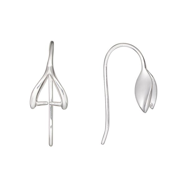 Ear wire 1pkg2 sterling silver, 18mm / perpendicular ice-pick bail / 4mm grip length, 19 gauge 1 pair image number 0
