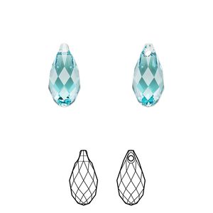 Briolette 144pk light turquoise, Swarovski® 13x6.5mm pendant drop 6010