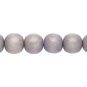 Bead, Taiwanese cheesewood (dyed / waxed), grey, 9-10mm round. Sold per pkg of (2) 15-1/2" to 16" strands.