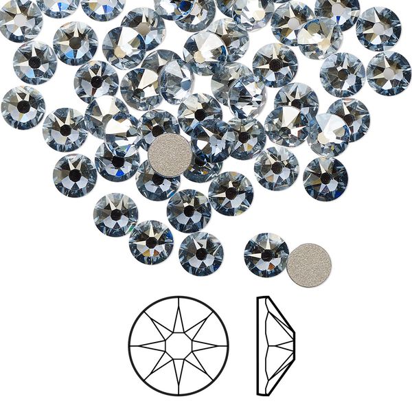 Flat back 1440pk crystal blue shade foil back, Swarovski® 4.6-4.8mm rose round SS20 2088 image number 0