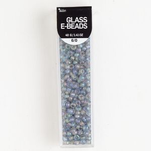 Glass 1pkg1, #6 round seed bead, opaque light peacock 40 gram.