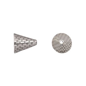 Cone, JBB Findings, antiqued sterling silver, 12x10.5mm woven texture, fits 10-14mm beads. Sold individually.
