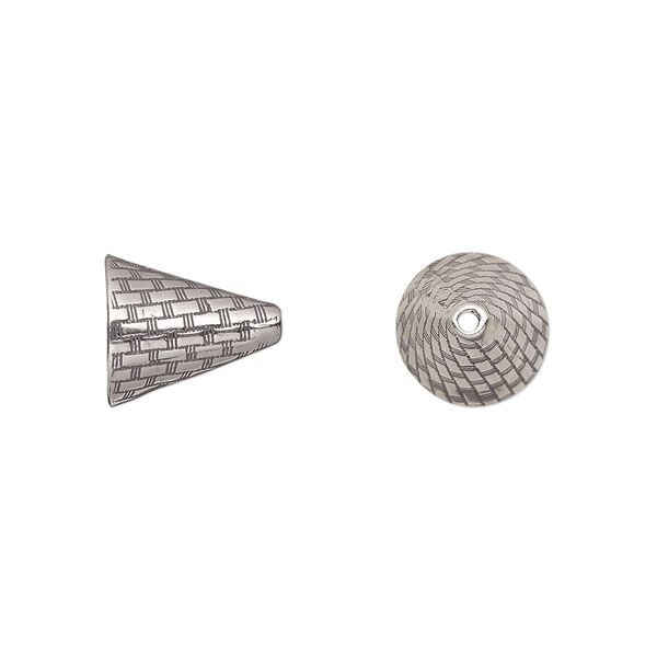 Cone, JBB Findings, antiqued sterling silver, 12x10.5mm woven texture, fits 10-14mm beads. Sold individually. image number 0