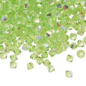 Bead 48pk limecicle AB, Preciosa Czech crystal 4mm bicone