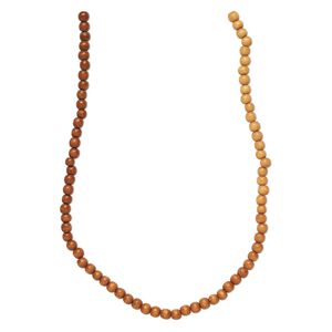 Bead, Taiwanese cheesewood (dyed / waxed), orange ombre, 6mm round. Sold per pkg of (2) 15-1/2" to 16" strands.