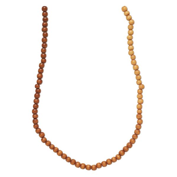 Bead, Taiwanese cheesewood (dyed / waxed), orange ombre, 6mm round. Sold per pkg of (2) 15-1/2" to 16" strands. image number 0