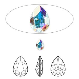 Fancy stone 2pk crystal AB foil back, Crystal Passions® 6x4mm pear 4320