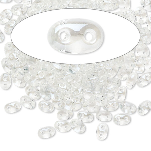 Seed bead, Preciosa Twin™ Czech glass, pkg/50g, 5x2.5mm oval, transparent lagoon clear, (20204). image number 0