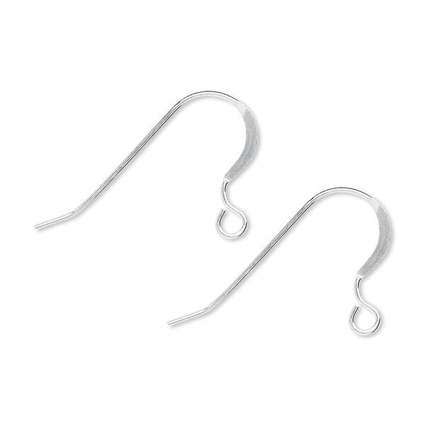 Ear wire fishhook 1pkg50 sterling silver, 16mm flat / open loop, 23 gauge 25 pair image number 0