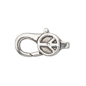 Clasp lobster claw 1pkg4 silver-plated "pewter" (zinc alloy), 27.5x12mm double-sided, antique 1-strand